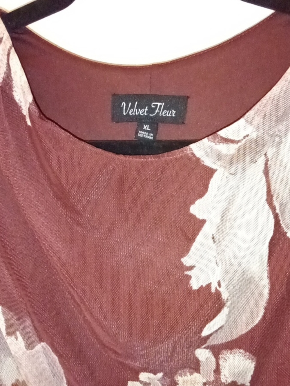 Burgundy Maxi Dress with Cream Floral Print - Picture 2 of 3